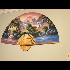 Oriental. Large 60" Folding Wall Fan -